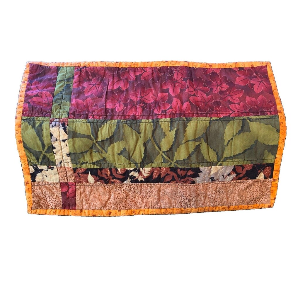 Set of 4 Handmade Reversible Quilted Cotton Patchwork Placemats, Fall Theme